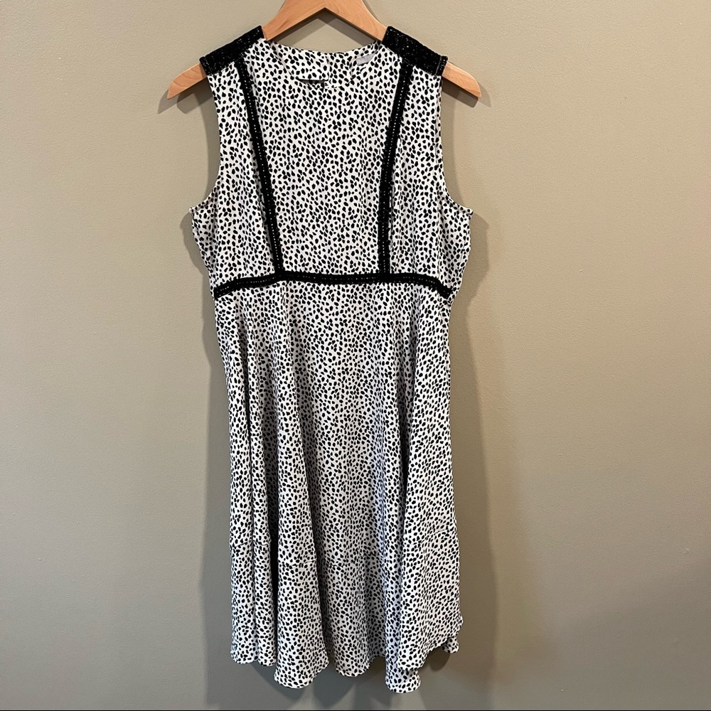 Black and white H&M dress with empire waist and dalmatian print